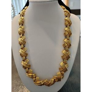 VINTAGE NAPIER 1980'S X'S LINK GOLDTONE NECKLACE - BEAUTIFUL CONDITION! 17-1/2"
